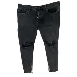 mnml Distressed Skinny Jeans Men’s Size 33 Black Zip Ankle Stretch